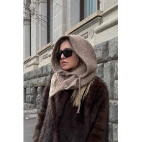 Resim Venüs Design Düğmeli Balaklava Bej Renk Kadınlar İçin Kış Sezonu Aksesuarı 