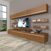 Resim Ekoflex 8y Mdf Krom Ayaklı Tv Ünitesi Tv Sehpası - Naturel Ceviz 