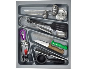 Resim Mediterian Gri Çekmece İçi Kepçelik, 50x40 cm, şık ve düzenli saklama çözümü 