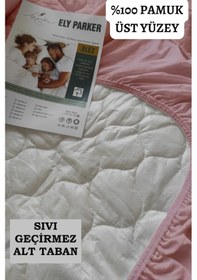 Resim Ely Parker Renkli Sıvı Geçirmez Lastikli Çift Kişilik Çarşaf Yastık Alezi (Toplam 3 Parça) %100 Pamuk Kapitoneli ELYCKAPFIT00 Pembe ÇK 
