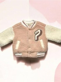 Resim Kız Bebek Nakışlı Peluş Mont-14880 Pudra 