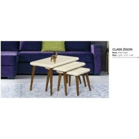 Resim Zigon Osm Class Sehpa Parlak Ceviz Krem Ahşap Kayın Torna Ayak I 