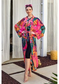 Resim Remsa Mayo Remsa Tesettür Mayo Üzerine Tek Kaftan Kimono Pareo Pembe02 Rp023 Color Shell Pembe 