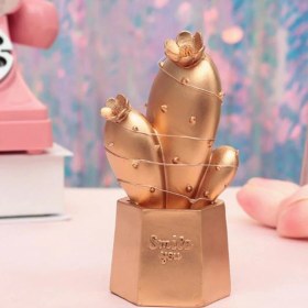 Resim River World LED Işıklı Sevimli Kaktüs Dekoratif Masa Lambası Mini Biblo Gece Lambası Gold 
