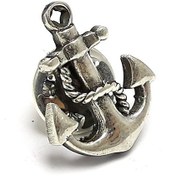 Resim Denizci Çapası Model 925 Ayar Erkek Gümüş Rozet Gümüş 