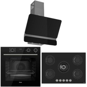 Resim Ferre FryartSteam Siyah Ankastre Set (D080 Siyah Davlumbaz-RS035 Siyah Ocak- XE64CS FryartSteam Siya 