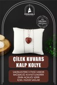 Resim OSMANLI DOĞAL TAŞ Sertifikalı Çilek Kuvars Doğaltaş Kalpli Kolye Ucu M438 