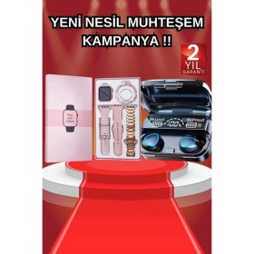 Resim Teknodayım Aksesuar Hediyeli Akıllı Saat ve Dijital Göstergeli Powerbankli Bluetooth Kulaklık 