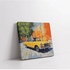 Resim Sonbahar Ve Araba Kare Kanvas Tablo 