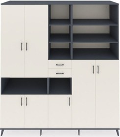 Resim Kronos Dolap 17 Raflı 2 Çekmeceli 7 Kapaklı 220x59x243 Antrasit-aytaşı/aytaşı Aytası/aytası 