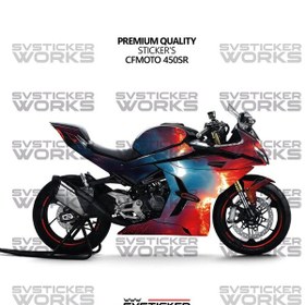 Resim Cfmoto 450sr Kaplama Sticker Magma Design Motor Kaplama Modeli Hazır Kit Tüm Modeller Uyumlu Kırmızı 