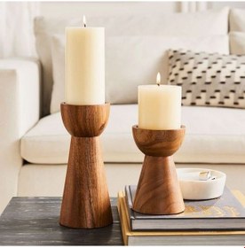 Resim Ahşap Mumluk Ahşap Şamdan Şmdan3 