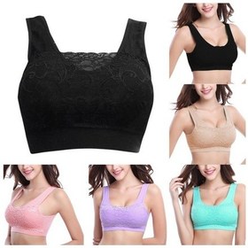 Resim Pembe Kadın Dantel Anti Boşaltılmış Yoga Sutyen Dikişsiz İç Giyim Bayan Spor Telsiz Sütyen Pembe 
