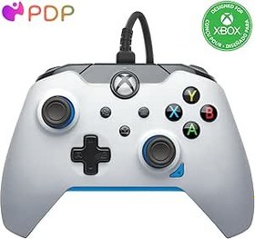 Resim PDP Wired Xbox Game Controller - Licensed for Xbox Series X|S/Xbox One/PC, Dual Vibration Gamepad, App Supported - Ion White/Blue (Amazon Exclusive) 