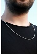 Resim Erkek Gri Örme Model Çelik Zincir Kolye 