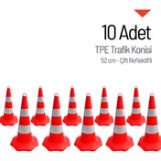 Resim İleri Trafik 10'lu TPE Trafik Konisi Seti 52 cm Çift Reflektifli Trafik Dubası 