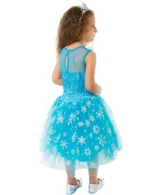 Resim Elsa Kız Çocuk Kostüm Mini Elsa Elbisesi Kabarık Özel Tasarım Turkuaz 