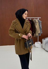 Resim Camel Yakası Boncuklu Nakışlı Gold Kaşe - 36 / Camel 
