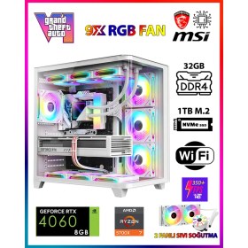 Resim Gamepage GTA-Valo X50 Max White Ryzen 7 5700X 32GB Ram 1TB M.2 Nvme SSD 8GB GDDR7 RTX4060 Ekran Kartı Oyuncu Masaüstü Bilgisayarı 