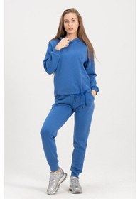 Resim Rich Kadın Kapüşonlu Mavi Sweatshirt Ve Eşofman Takımı Scuba Kumaşı Çok Renkli 