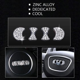 Resim İdeal Aksesuar Audi Taşlı Direksiyon Logosu Kristal Audi Stone Steering Wheel Logo Crystal Arma Iç Logo 4 Parça 