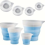 Resim Silikon Reçine Ölçüm Kapları Seti - Mum Yapımı, Takı İşçiliği için Ölçekli Katlanabilir Karıştırma Kapları - Dayanıklı Silikon Malzeme, Temizlemesi Kolay - 50ML/100ML/250ML/500ML 