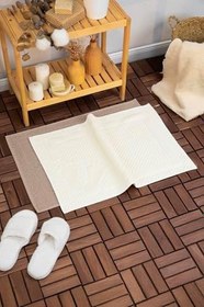 Resim Leoline%100 Pamuk Premium 2'li Ayak Havlusu - Kahve - Bej 