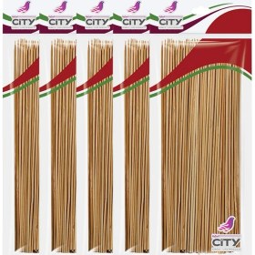 Resim New City Bambu Ahşap Çöp Şiş 25 cm 100 Lü - 5 Li Set 