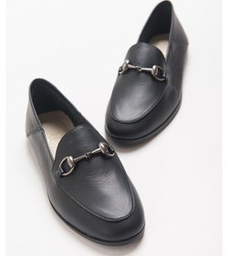 Resim Luvishoes F03 Hakiki Deri Kadın Loafer Ayakkabı Siyah Cilt Siyah 