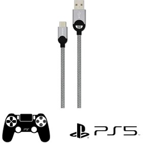 Resim Philips Playstation 5 Ile Uyumlu Joystick Şarj Kablosu 5A 100W Usba To Type-C Örgülü 1.2m Hızlı Şarj Data Kablosu Gri DLC2628T 