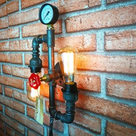 Resim Dekorle Manometreli 2 Ampullü Duvar Lambası - DLDL01101 