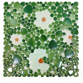 Resim MozaiKristaL Tüm yüzeyler için Çiçek desenli, 31,5X31,5cm. Fileli Cam Mozaik (5 file Karo=0.5m2 Fiyatıdır) 