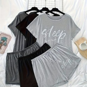 Resim Kadınlar için Kirpik Harfli Pijama 3'lü Set 