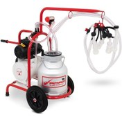 Resim Tamam İkili Keçi Süt Sağma Makinesi Alüminyum Güğüm-silikon Memelik Kuru Pompa 