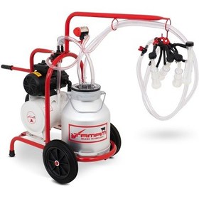 Resim Tamam İkili Keçi Süt Sağma Makinesi Alüminyum Güğüm-silikon Memelik Kuru Pompa 