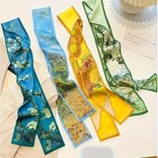 Resim Kadınlar için Vintage Yağlı Boya Serisi Eşarp, Zarif Polyester Uzun Sanatsal Bandana, Elbise İçin Çok Yönlü Boyun Eşarpı, Saç Aksesuarı ile Kurdele, Ev Geliş Festivali, Parçalar Seti 