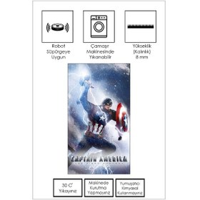 Resim West Home Makinede Yıkanabilir Kaymaz Taban Leke Tutmaz Süper Kahraman Desenli Çocuk Halısı Wh 518 Blue 