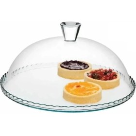 Resim Paşabahçe 95198 Kapaklı Cam Kek Fanusu 322 mm Çap Kaliteli Malzeme ile Uzun Ömürlü Kullanım 