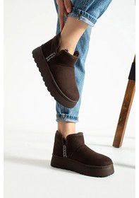 Resim Kindep Dikişli İçi Pelüş Hafif Rahat Günlük Kadın Bot Yeni Tarz Kahve Kahve 