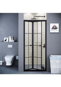 Resim Vesta D500 Katlanır Duşakabin Siyah Profil Karolajlı Cam H: 190 Cm Diğer 
