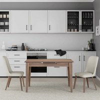 Resim Açılır Mutfak Masası - Koyu Ceviz (Oslo Ceviz) 120-150x75x70 cm 