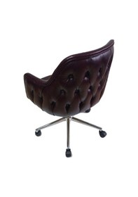 Resim Bilgisayar ve Çalışma Koltuğu Bordo Suni Deri Krom Yıldız Ayaklı 