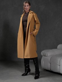 Resim minaaise Camel Astarsız Kemerli Geniş Kesim Kadın Trençkot 28177 