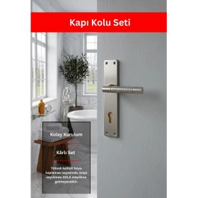Resim Zeraf Ev Lüks Stil Arma Aynalı Alüminyum Kapı Kolu Oda Tipi Kapı Kulp Antrasit 