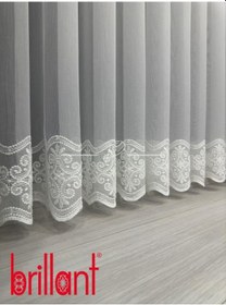 Resim Tül Perde Brillant Marka Su Yolu Yonca Desen Ttm Zemin Kumaş Ultra Dökümlü Ekru 