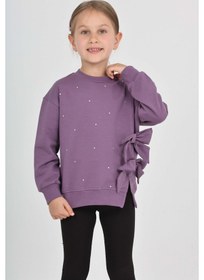 Resim Toontoy Kız Çocuk Taşlı Fiyonklu Sweatshirt Mor 