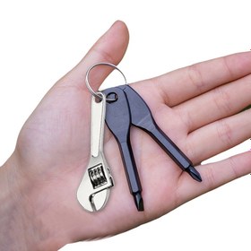 Resim 3'lü Mini Taşınabilir Alet Seti - Paslanmaz Çelik Anahtarlık Tornavida & Ayarlanabilir Anahtar, Açık Hava Kampı Seyahat için İdeal, Çok Fonksiyonlu, Taşıması & Kullanması Kolay, Dayanıklı Çelik Hayatta Kalma EDC için 