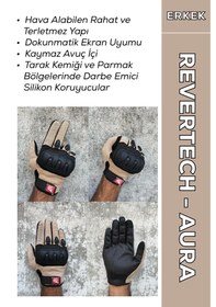 Resim Revertech Aura Krem - Dokunmatik Ekran Uyumlu Erkek Motosiklet Eldiveni + Buff li 