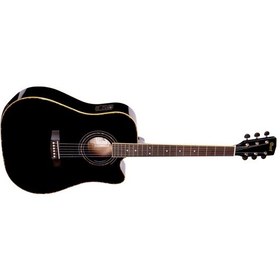 Resim Cort Ad880Cebk Elektro Akustik Gitar Siyah Ladin Kapak Arka 