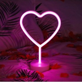 Resim Ema Dükkan Kalp Neon Led Işıklı Usb'li Gece Lambası Pilli Neon Led Işıklı Masa Lambası Dekoratif Aydınlatma 